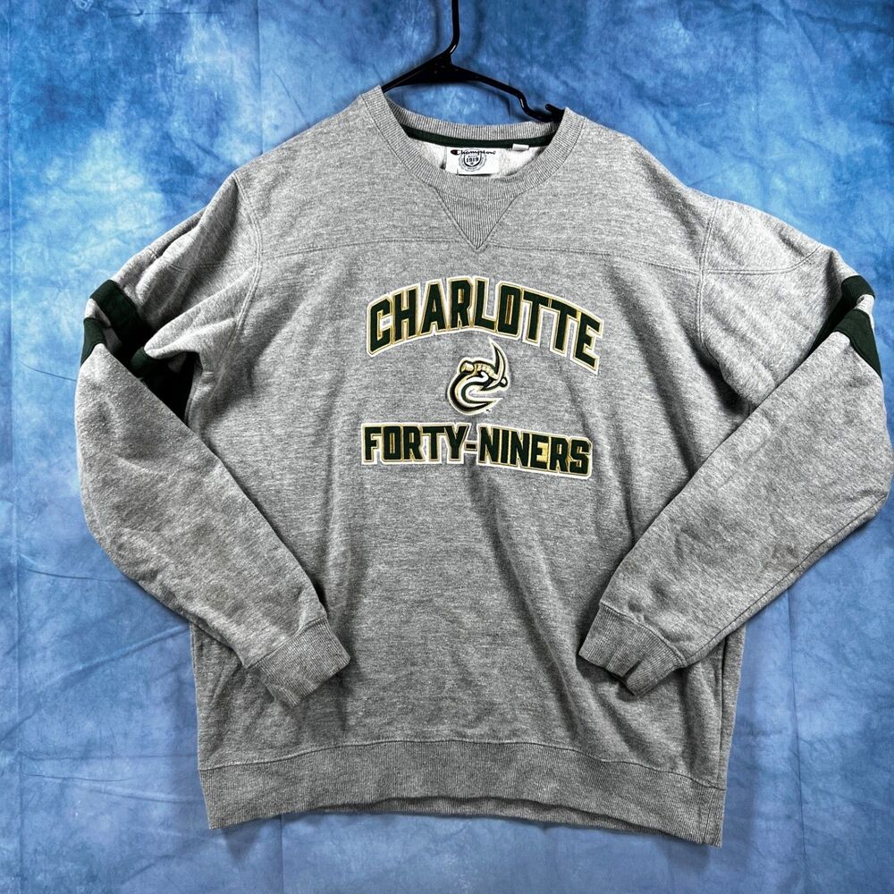 Vintage Champion UNC Charlotte Forty-Niners Crewneck Sweatshirt Gray Size L